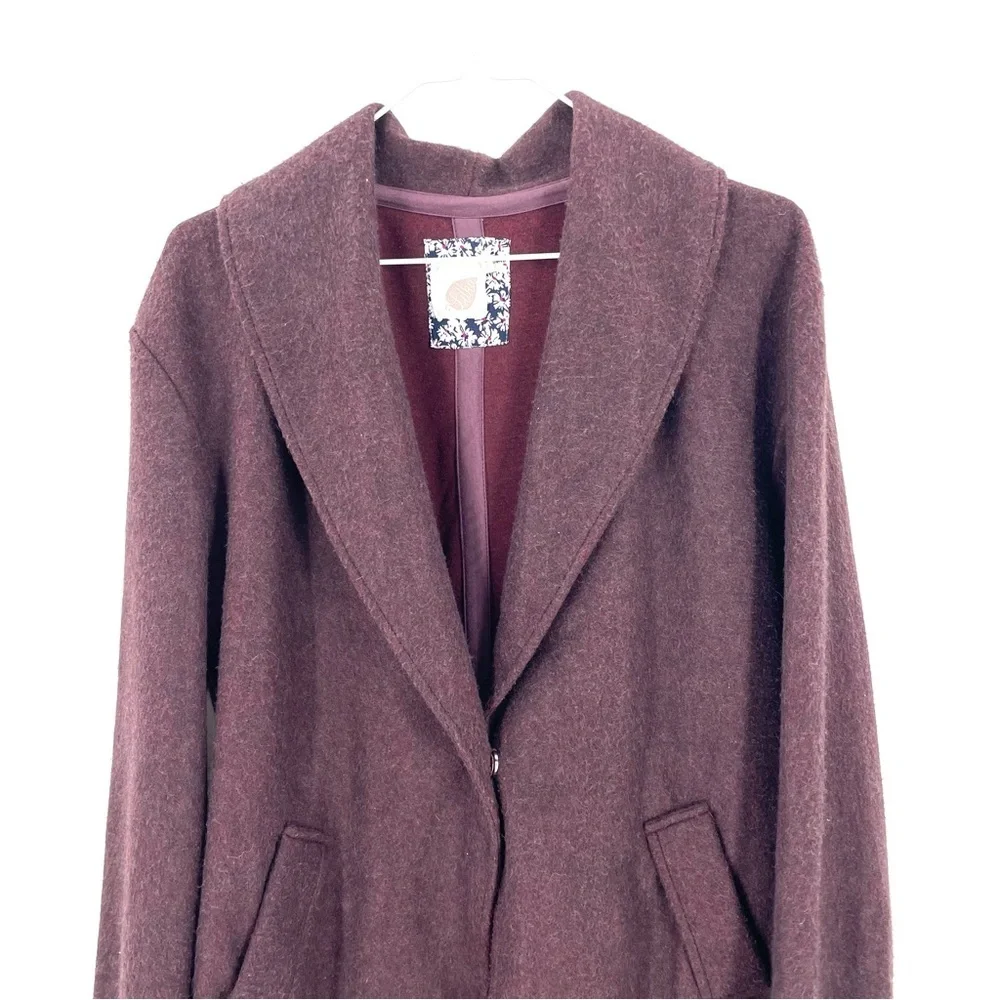 Anthropologie Lilka Cardigan Burgundy Fleece Cocoon Sweater Jacket